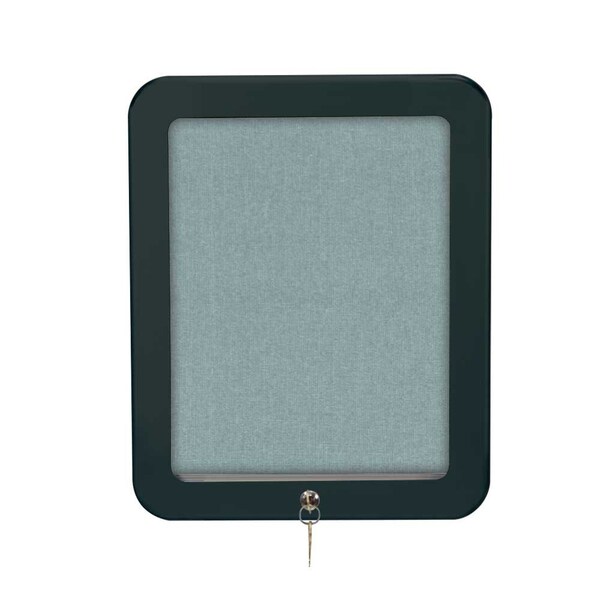 Outdoor Enclosed Combo Board, 72"x36", Satin Frame/Black Porc & Cobalt